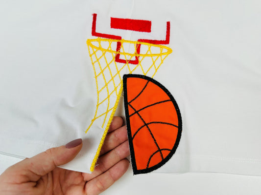 Basketball Hoop and Ball Appliqué Embroidery Design