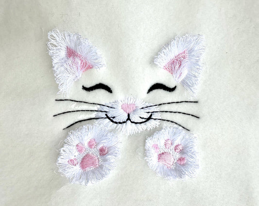 Little Fringed Kitty Cat Applique Embroidery Design