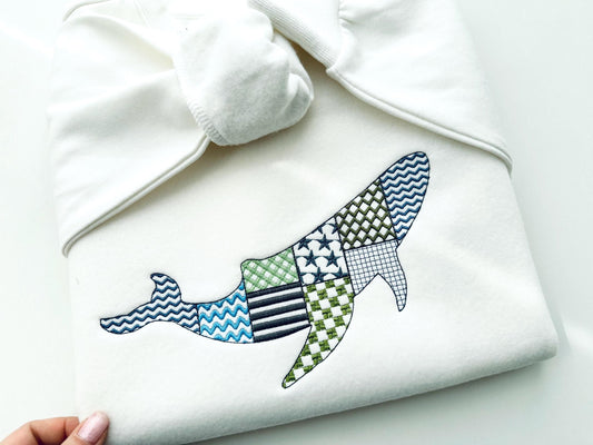 Patchwork Whale In-the-Hoop Embroidery Design