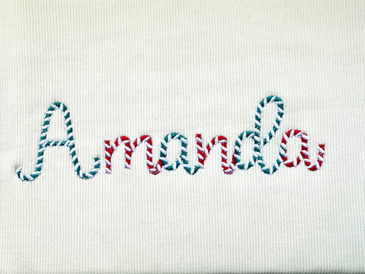 Dense Candy Cane Stitch Font In-the-Hoop Embroidery Design