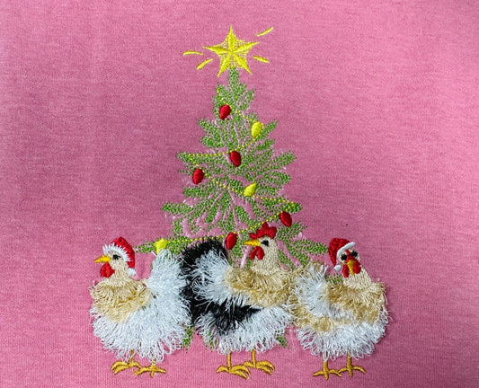 Chicken Christmas Chenille Embroidery Design