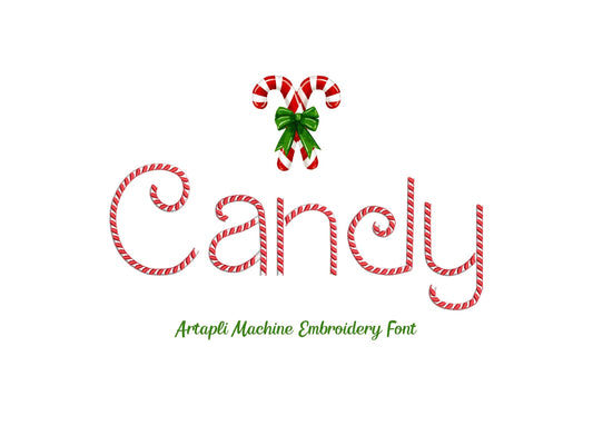 Classic Candy Cane Font In-the-Hoop Embroidery Design