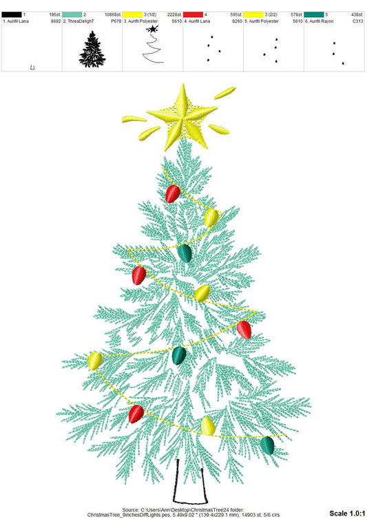 Old Fashioned Classic Christmas Tree In-the-Hoop Embroidery Design