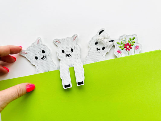Peeking Llama Bookmark In-the-Hoop Embroidery Design