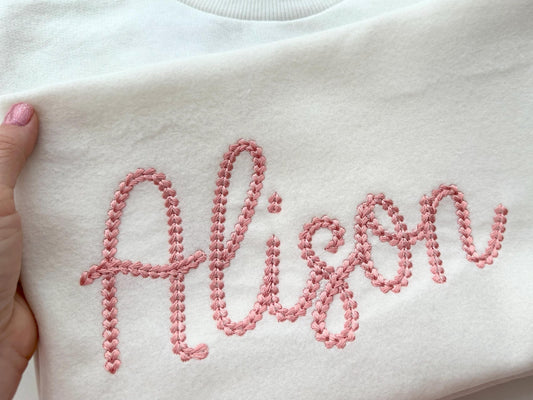 Alison Handwritten Font Chain Stitch Embroidery Design