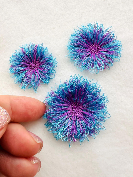 Fringed Cheerleader Pom Poms Appliqué Embroidery Design