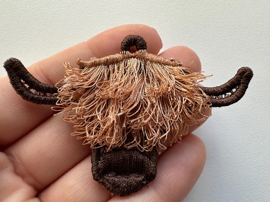 Fringed Highland Cow Fringe Embroidery Design