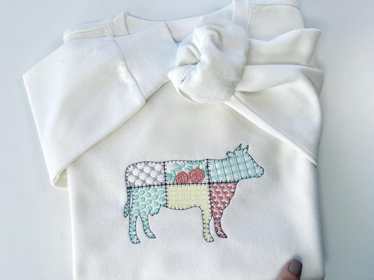 Patchwork Farm Cow In-the-Hoop Embroidery Design