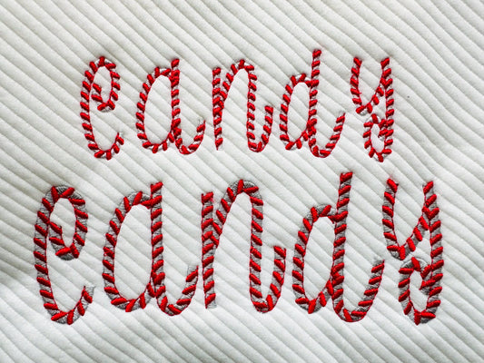 Christmas Candy Cane Font In-the-Hoop Embroidery Design
