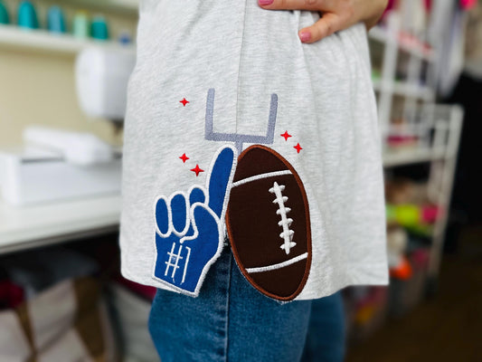 Sports Fan Football and Foam Finger Applique Embroidery Design