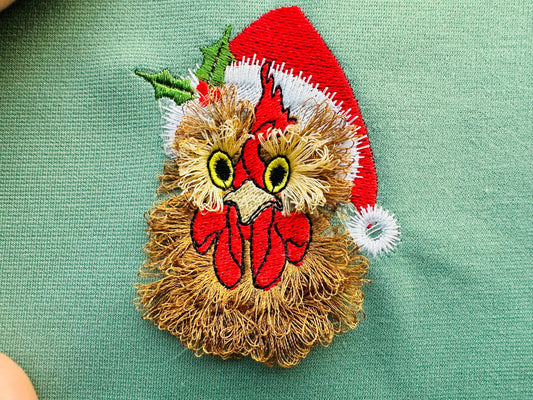Chicken Santa Fringe Embroidery Design