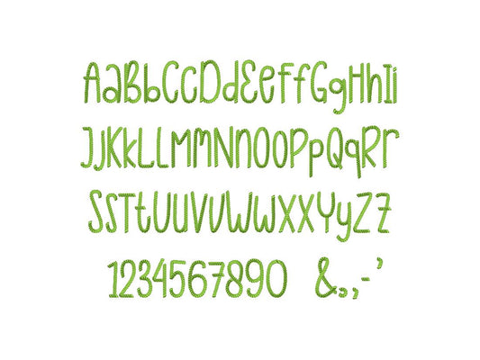 Rope Stitch One Height In-the-Hoop Font Embroidery Design