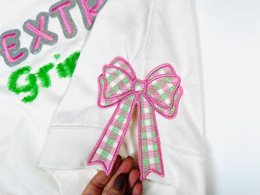 Gingham Plaid Butterfly Bow In-the-Hoop Embroidery Design
