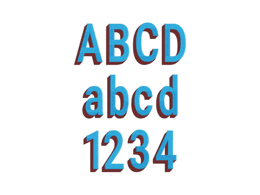 Block Type Narrow Shadow Font In-the-Hoop Embroidery Design