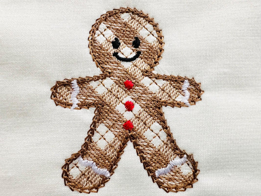 Plaid Gingerbread Man Cookie Chenille Embroidery Design