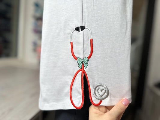 Therapist Medic Stethoscope Applique Embroidery Design