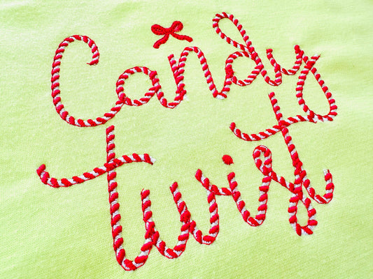 Candy Cane Twist Font Christmas Embroidery Design