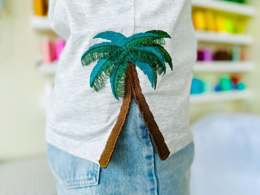 Fringed Palm Tree Fringe Embroidery Design