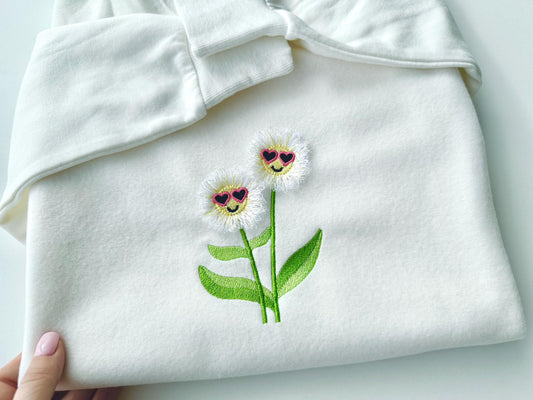 Fringed Flower Big and Little Sister Chenille Embroidery Design