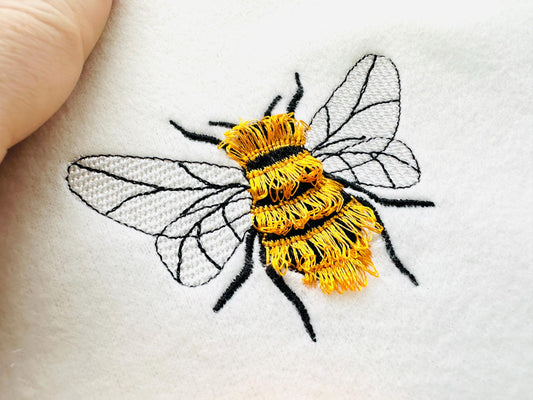 Cute Fringed Bee Chenille Embroidery Design
