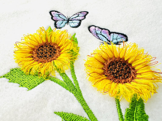 Sunflower and Butterfly Chenille Embroidery Design
