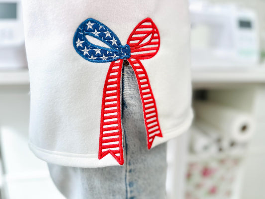 American Patriotic Side Bow Applique Embroidery Design