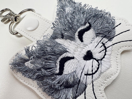 Fringed Kitty Cat Keychain Fringe Embroidery Design