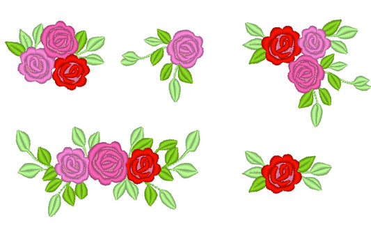 Mini Rose Floral Embroidery Design Set