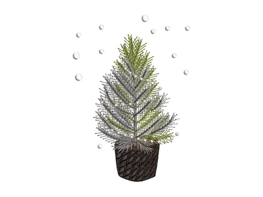 Christmas Tree in Basket Christmas Embroidery Design