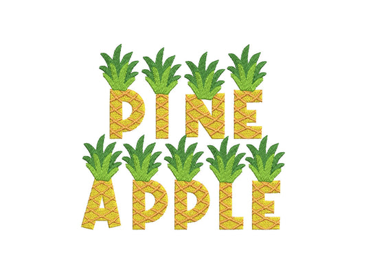 Patterned Pineapple Font Summer Embroidery Design