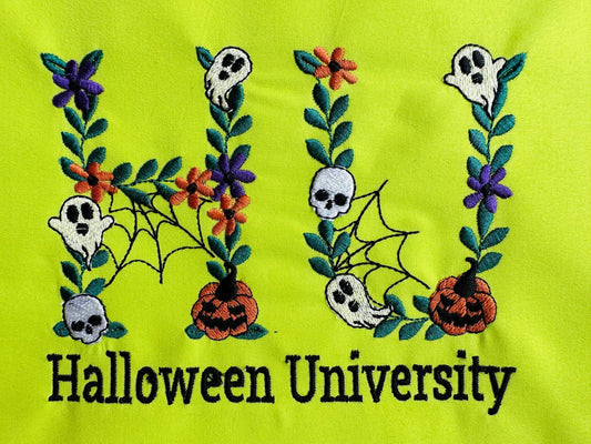 Spooky Skull Floral Halloween Alphabet Embroidery Design