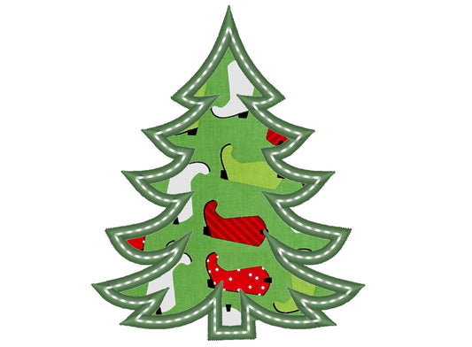 Classic Christmas Tree Applique Embroidery Design