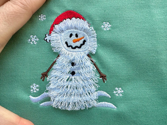 Little Fringed Snowman Chenille Embroidery Design
