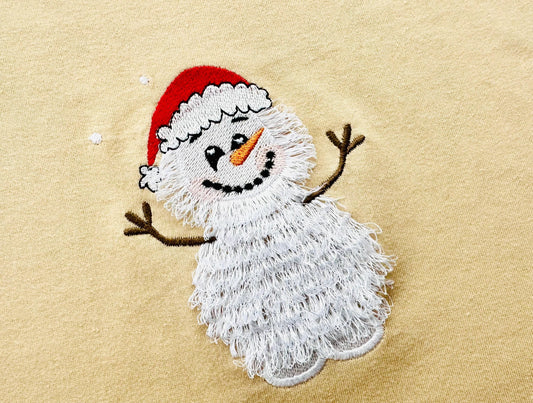 Fringed Fluffy Snowman Chenille Embroidery Design