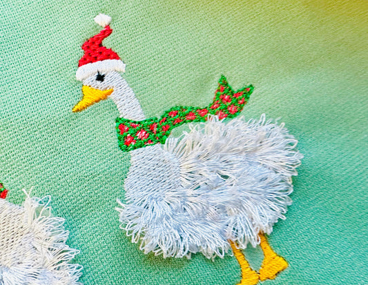 Christmas Goose Fringe Embroidery Design