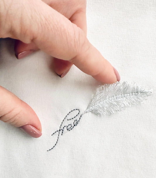 Free Saying Fringed Feather Chenille Embroidery Design