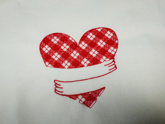 Gingham Plaid Hugging Heart Standard Embroidery Design