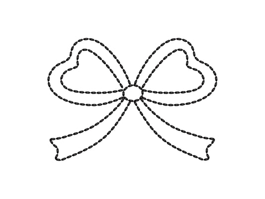 Hand Stitch Effect Bow Outline Embroidery Design