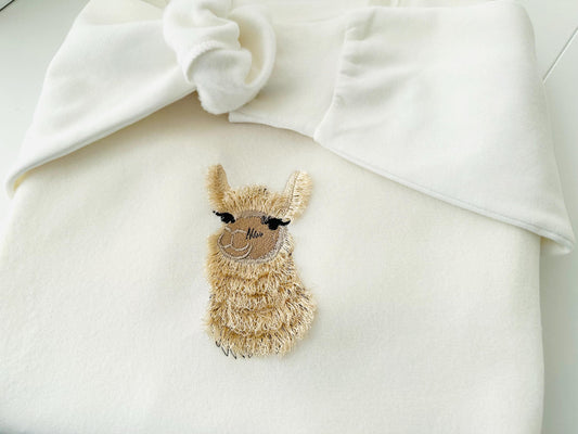 Fringed Fluffy Llama Alpaca Chenille Embroidery Design