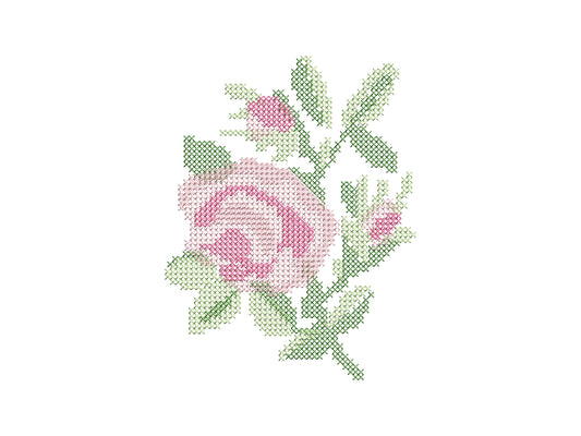 Rose Flower Bouquet Cross Stitch Embroidery Design