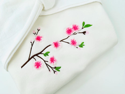 Fringed Sakura Branch Chenille Embroidery Design