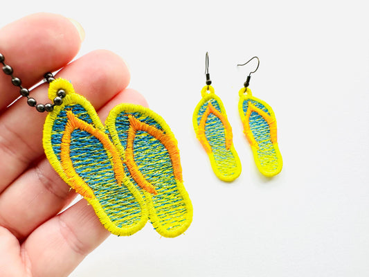 Gradient Ombre Flip Flops Lace Embroidery Design