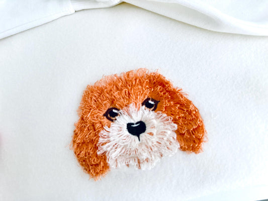 Fringed Fluffy Puppy Golden Retriever Chenille Embroidery Design