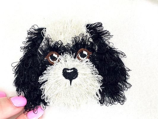Fringed Fluffy Puppy Shih Tzu Chenille Embroidery Design