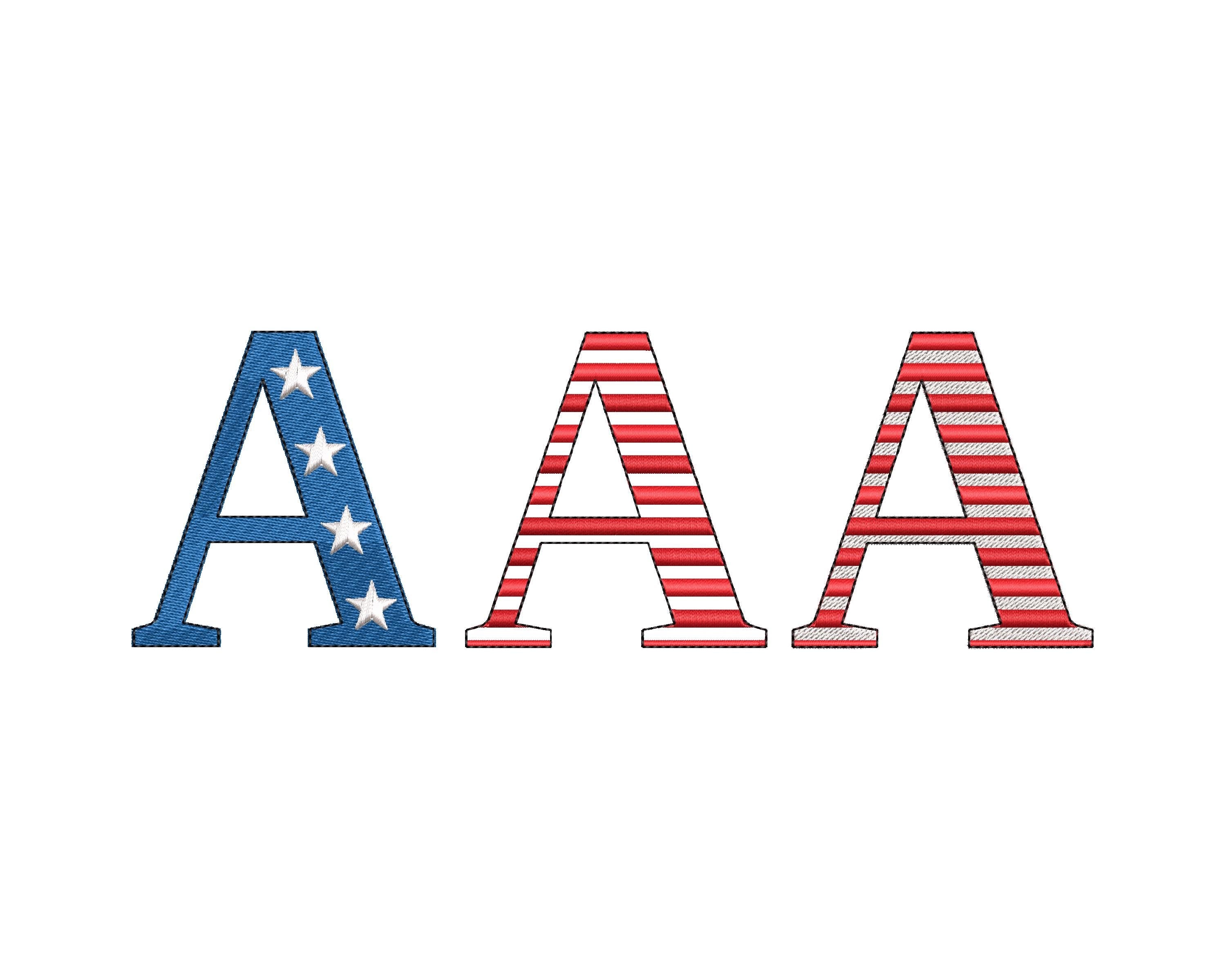 Patriotic Block Satin Font Embroidery Design – Artapli designs
