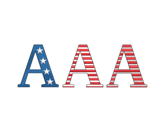 Patriotic Block Satin Font Embroidery Design