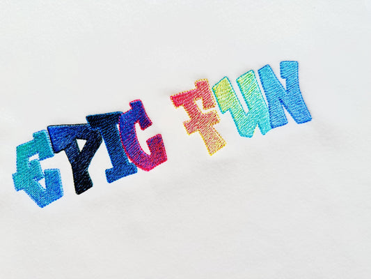 Graffiti Street Art Iridescent Outline Font Embroidery Design