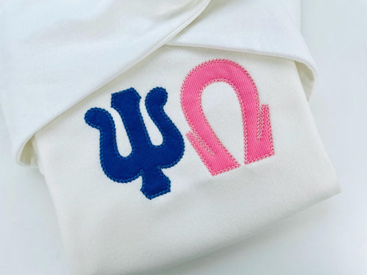 Greek Tall Font Applique Chain Stitch Embroidery Design