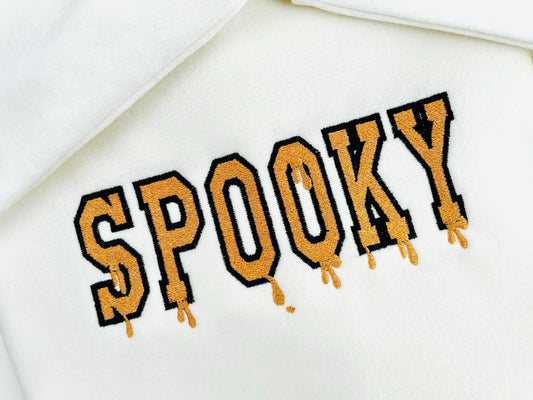 Halloween Spooky Melted Font Outline Embroidery Design