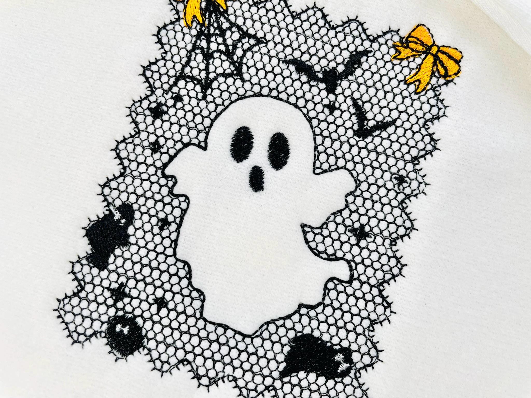 Halloween Ghost Lace Embroidery Design – Artapli designs